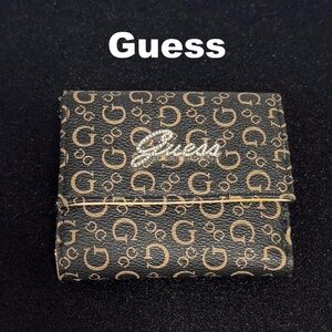 Guess Trifold Women's Wallet Brown/Black Compact Bling-Many Compartments! NWOT